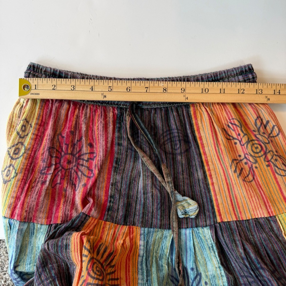 Rising International Patchwork Cotton Pants Sz‎ 6 Boho Hippie Festival Joggers - Picture 10 of 12